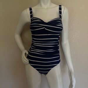Navy and White Striped Women's Swimsuit